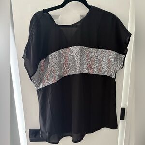 Chic Black and Silver Women's Blouse
